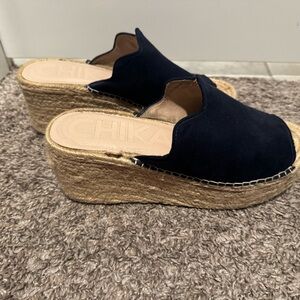 Black Wedge Espadrille Mules